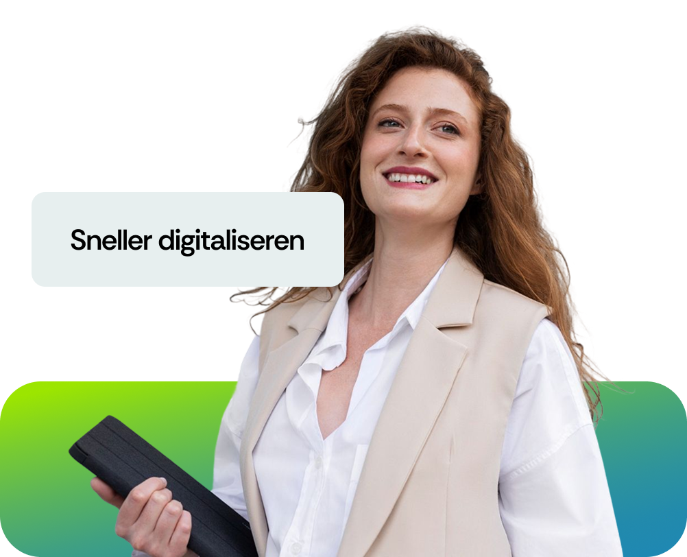 Professional met tablet werkt aan digitalisering en Business Central strategie