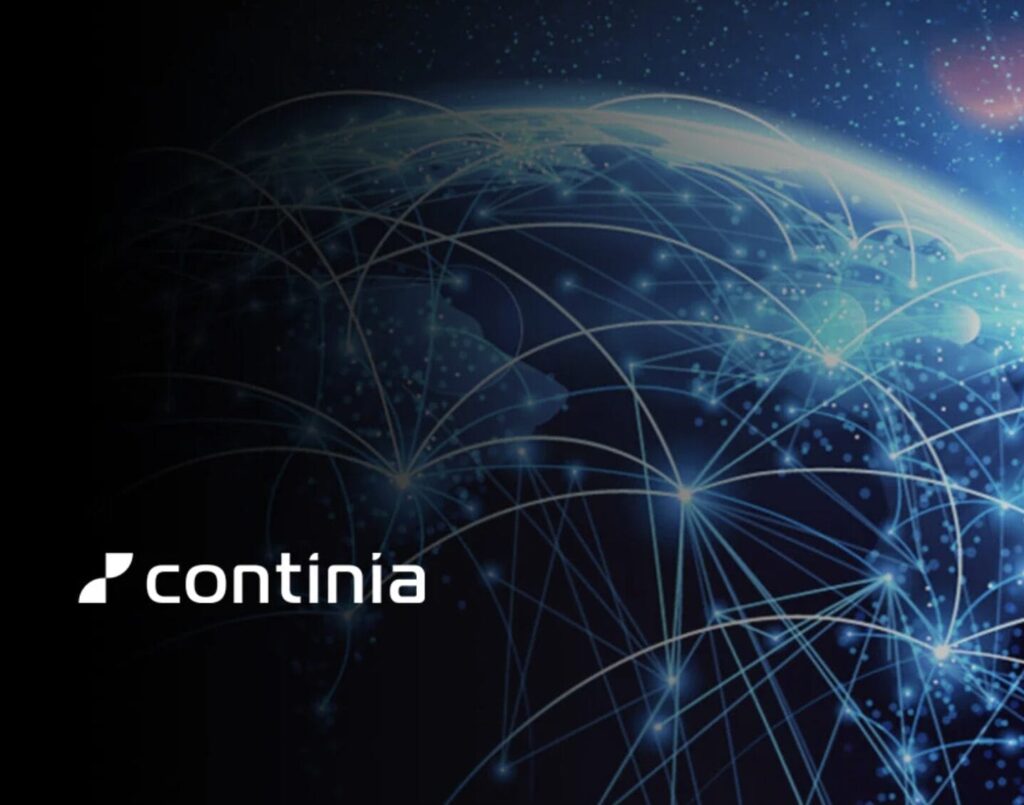 Logo van Continia partner De Saak met digitaal netwerkvisualisatie